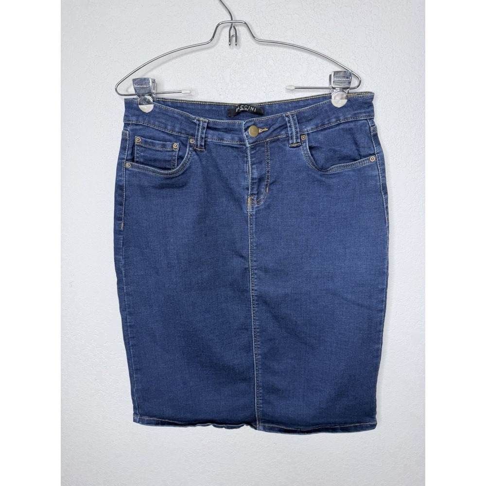 Baccini Denim Pencil Skirt‎  Womens 10 Blue Stretch Modest 25" Festival